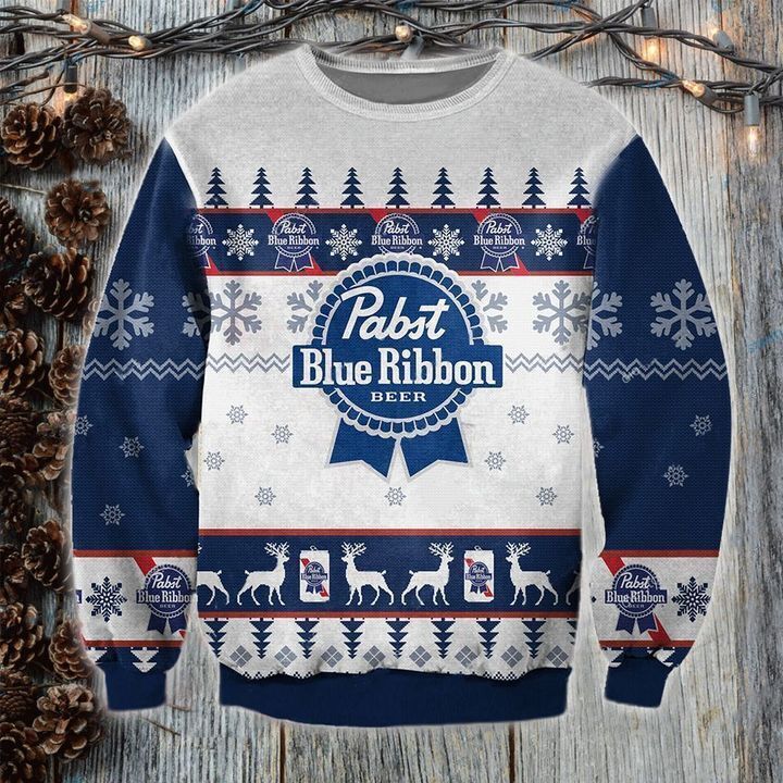 Past Blue Ribbon Beer 3D Christmas Ugly Sweater