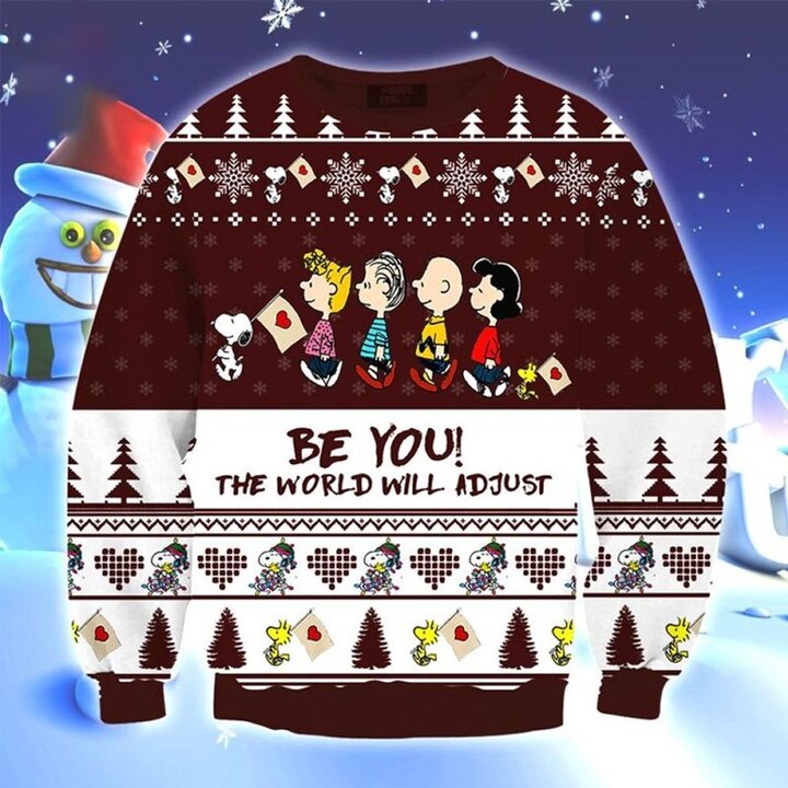 Peanuts Cartoon Be you The World Will Adjust Long Sleeve Sweater