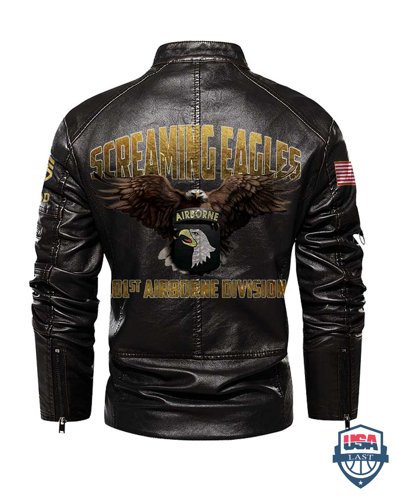 Personalized 101st Airborne Division Screaming Eagles Motor Leather Jacket