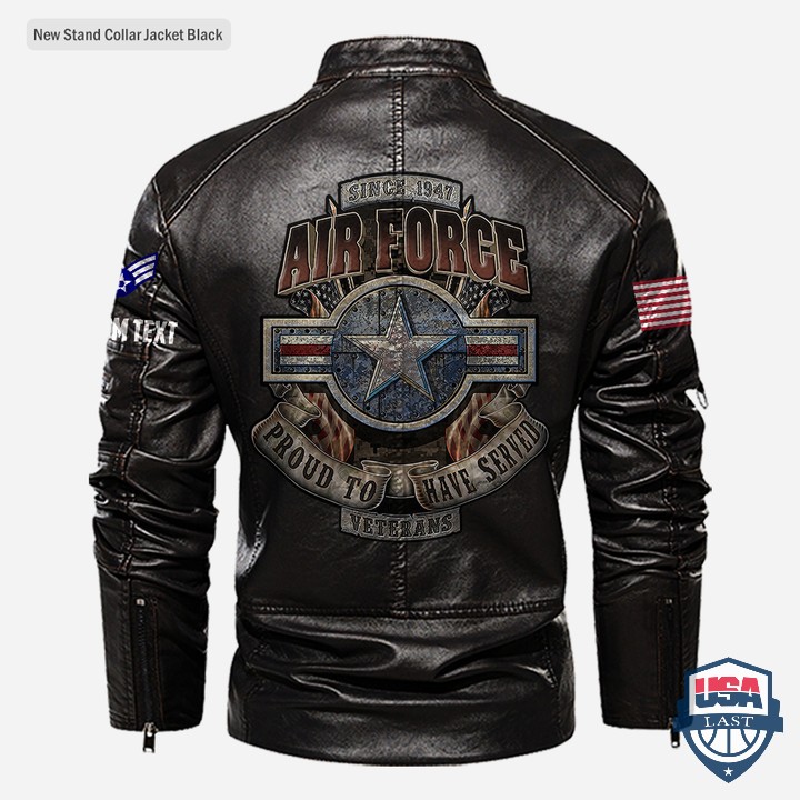 Personalized US Air Force Proud To Have Served Stand Collar Leather Jacket