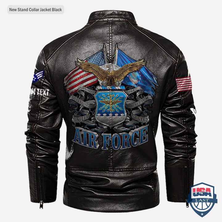 Personalized US Air Force Stand Collar Leather Jacket