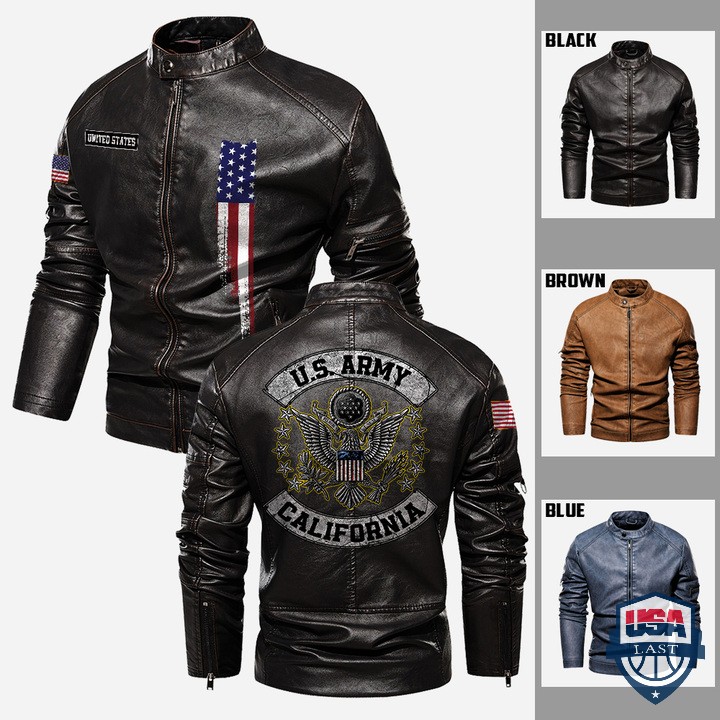 Personalized US Army California Leather Jacket