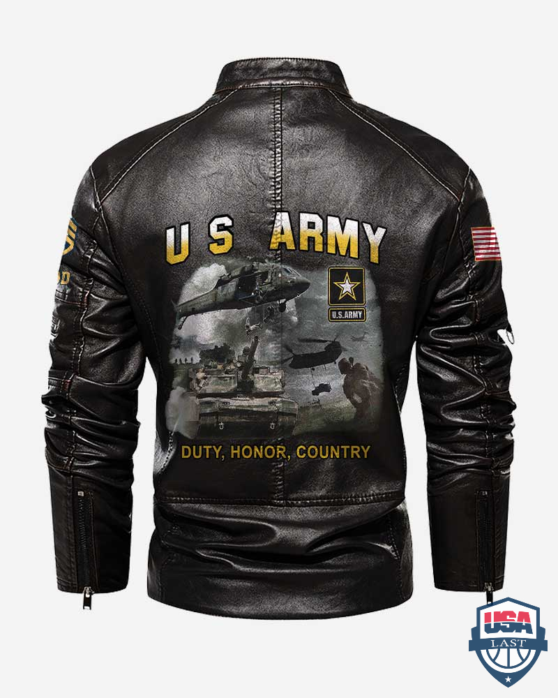 Personalized US Army Duty Honor Country Motor Leather Jacket