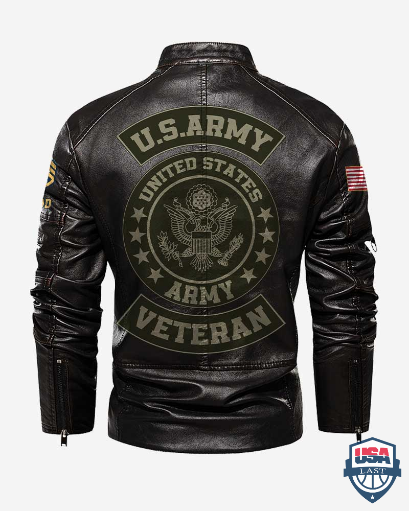 Personalized US Army Veteran Motor Leather Jacket