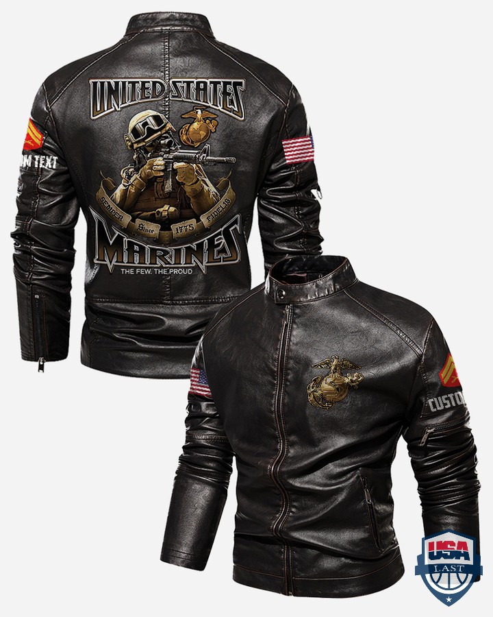 Personalized US Marines Semper Since 1775 Fidelis Leather Jacket