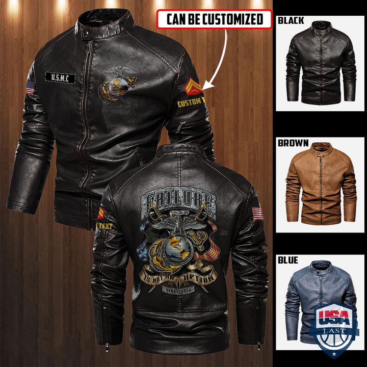 Personalized USMC Failure Is Not An Option Leather Jacket