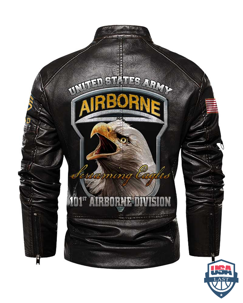 Personalized United States Army 101st Airborne Division Screaming Eagles Motor Leather Jacket