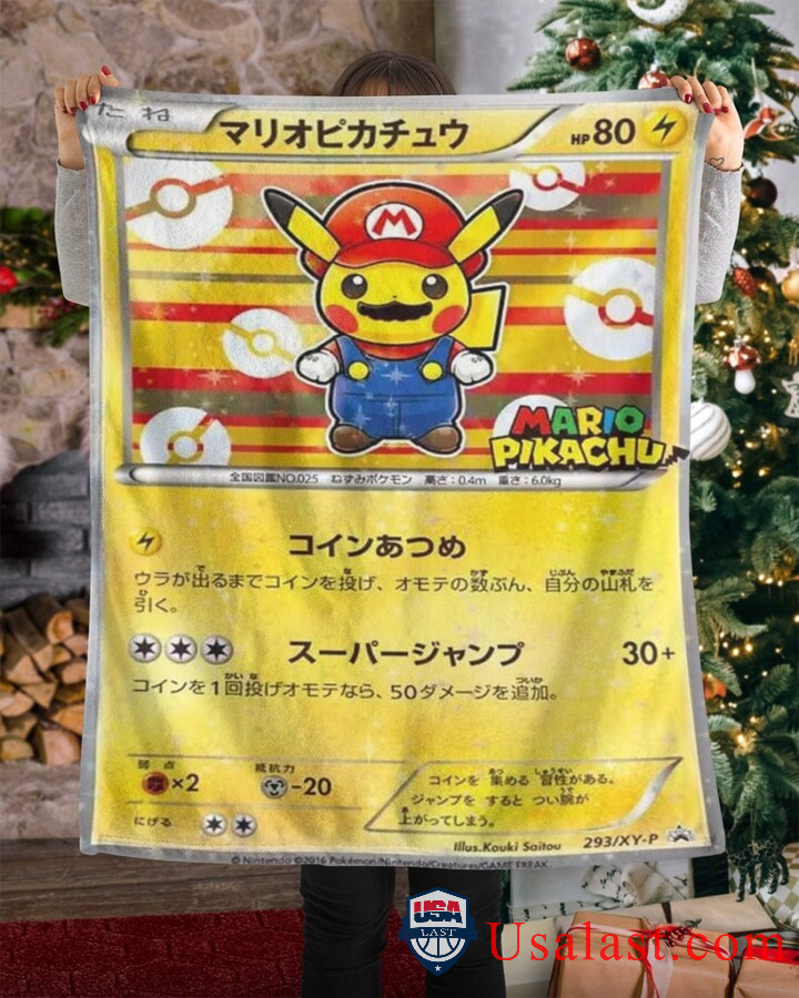 Pokemon Mario Pikachu Japanese Fleece Blanket