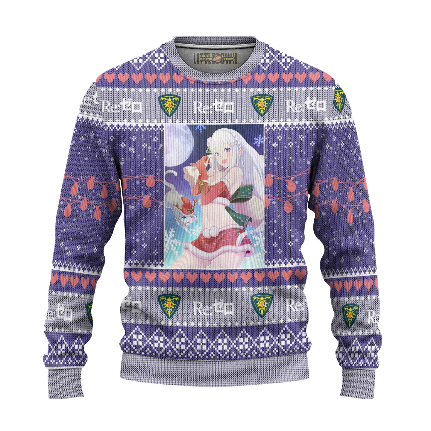Emilia x Puck Anime Ugly Christmas Sweater Custom Re Zero Gift For Fans