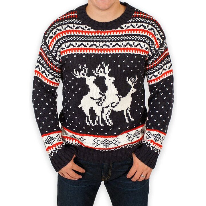 Reindeer Threesome Funny Christmas Sweater