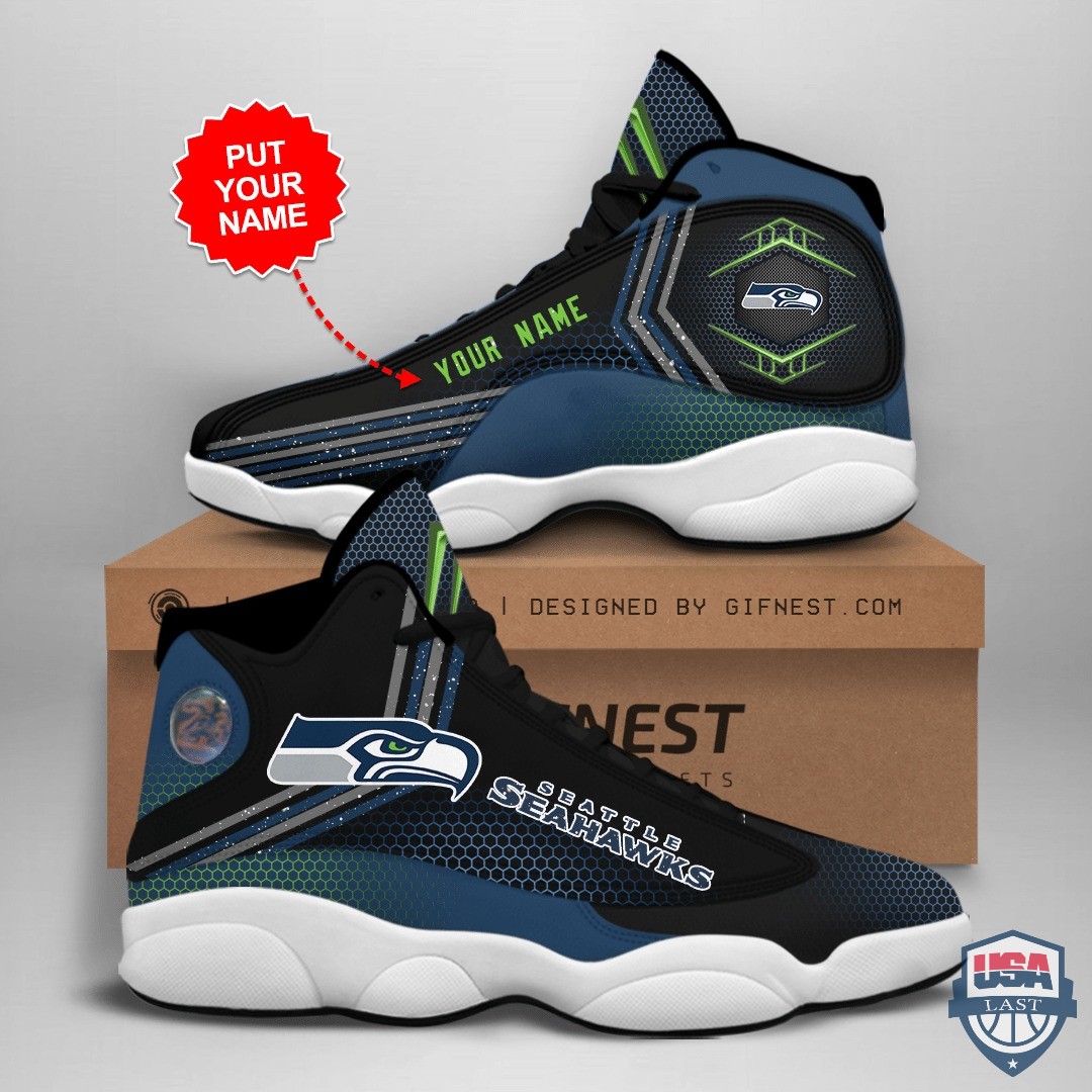Seattle Seahawks Air Jordan 13 Custom Name Personalized Shoes