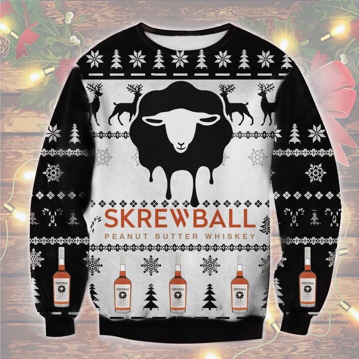 Skrewball Peanut Butter Whiskey Ugly Christmas Sweater