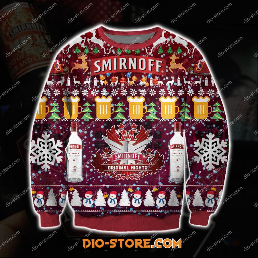 Smirnoff Vodka Wine Snowman Christmas Sweater