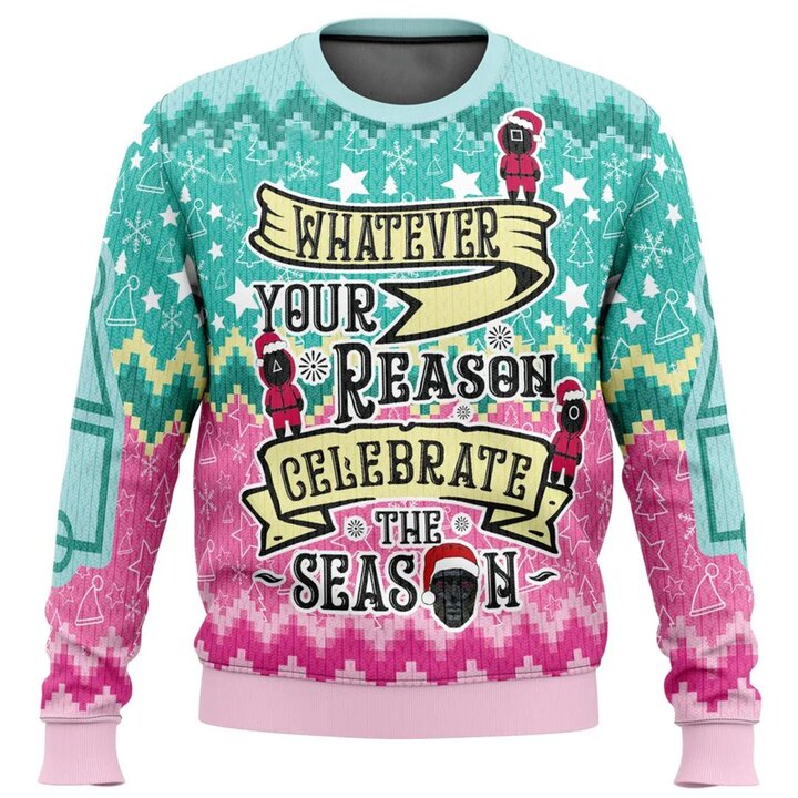 Squid Game Whatever Your Reason Gelebrate The Season Ugly Christmas Sweater