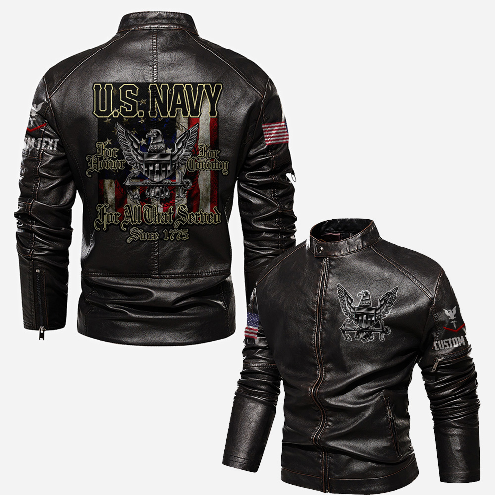 US Navy For Honor For Country For All Custom Leather Jacket