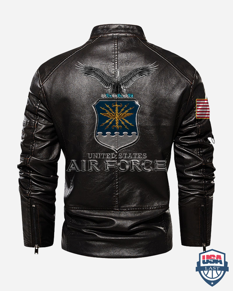 US Air Force Eagle Shield Custom Collar Leather Jacket