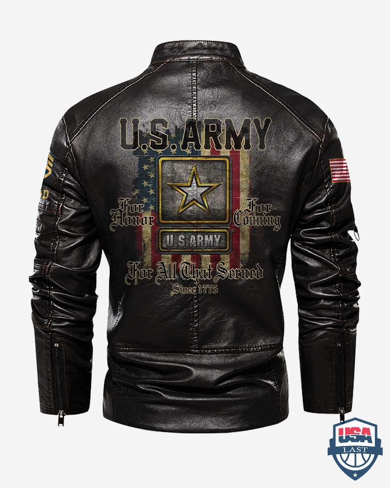 US Army For All That Served Custom Collar Leather Jacket