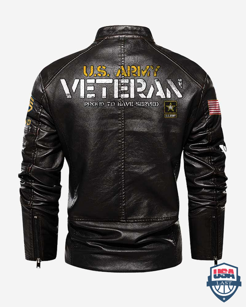 US Army Veteran Proud To Have Served Personalized Collar Leather Jacket