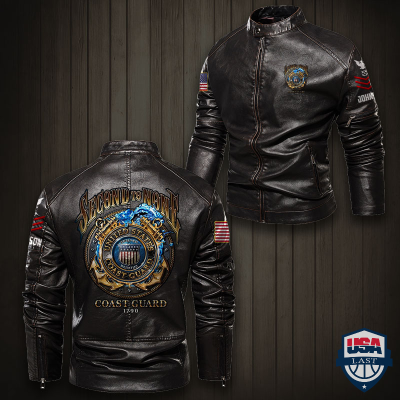 US Coast Guard Second To None Custom Collar Leather Jacket