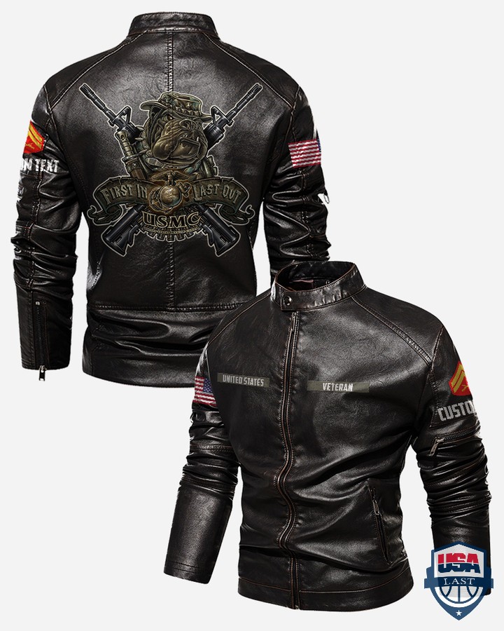 USMC First In Last Out Custom Motor Leather Jacket