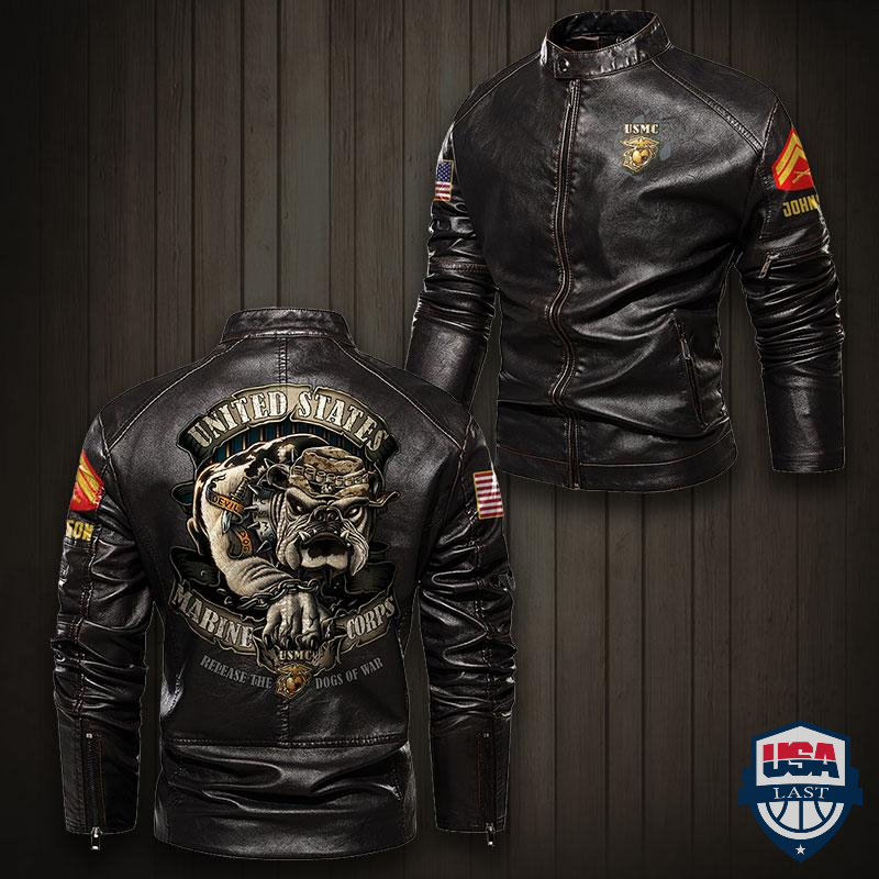 USMC Release The Dog Of War Custom Motor Leather Jacket