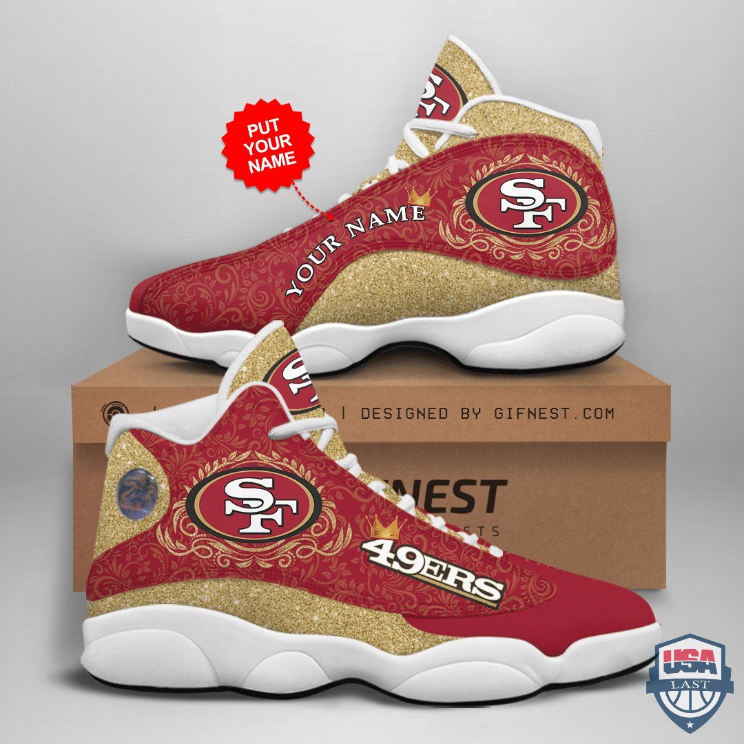 Personalized San Francisco 49Ers Glitter Air Jordan 13 Shoes