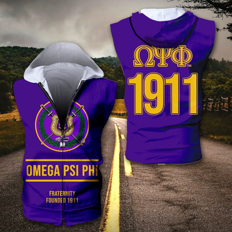 Omega Psi Phi Fraternity Founded 1911 Sleeveless Zip Hoodie