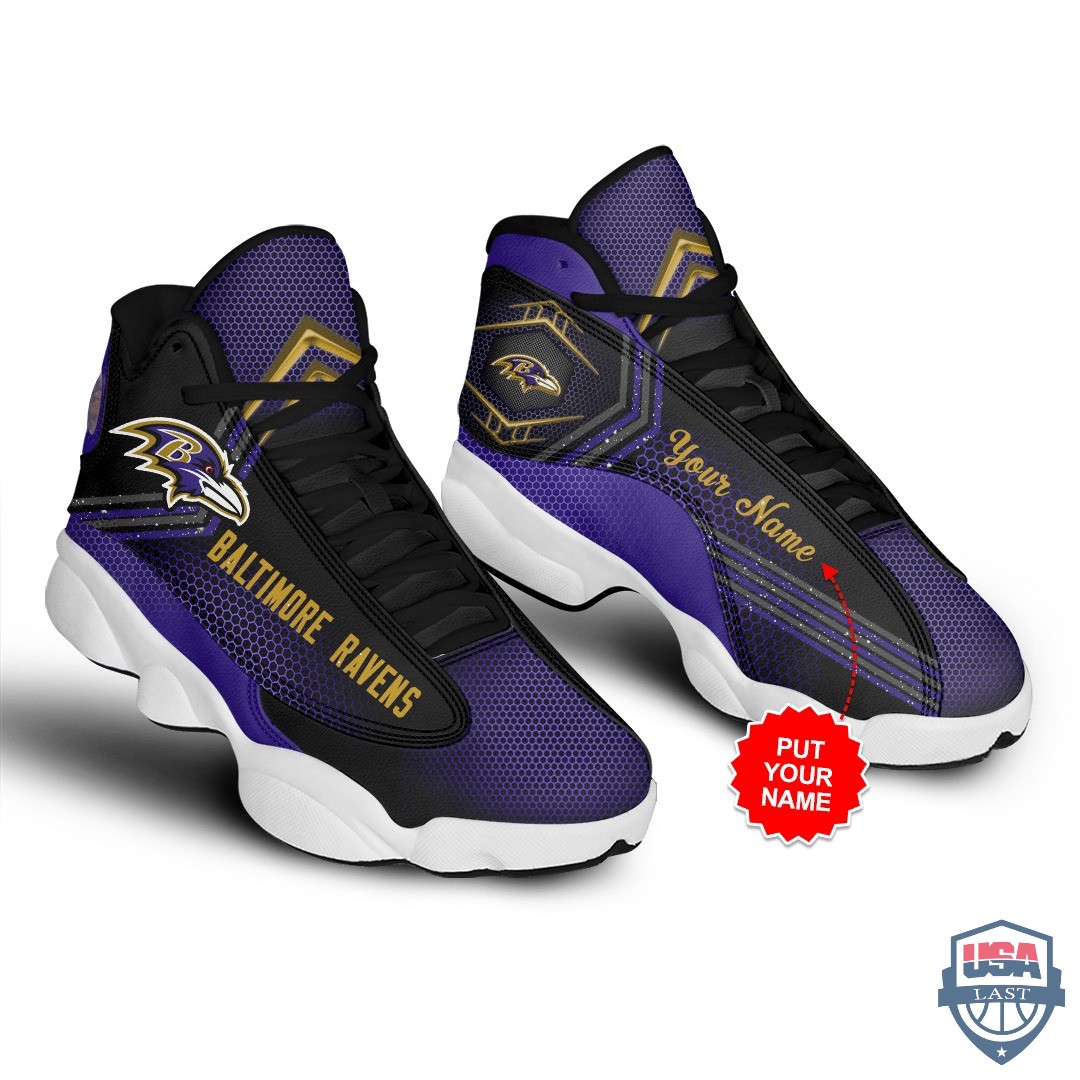 Baltimore Ravens Air Jordan 13 Custom Name Personalized Shoes