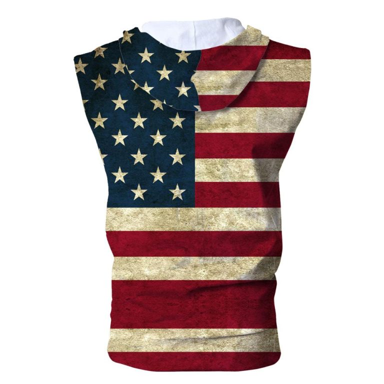 USA American Flag Zipper Sleeveless Hoodie