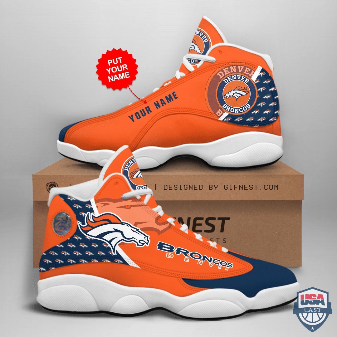Denver Broncos Air Jordan 13 Custom Name Personalized Shoes