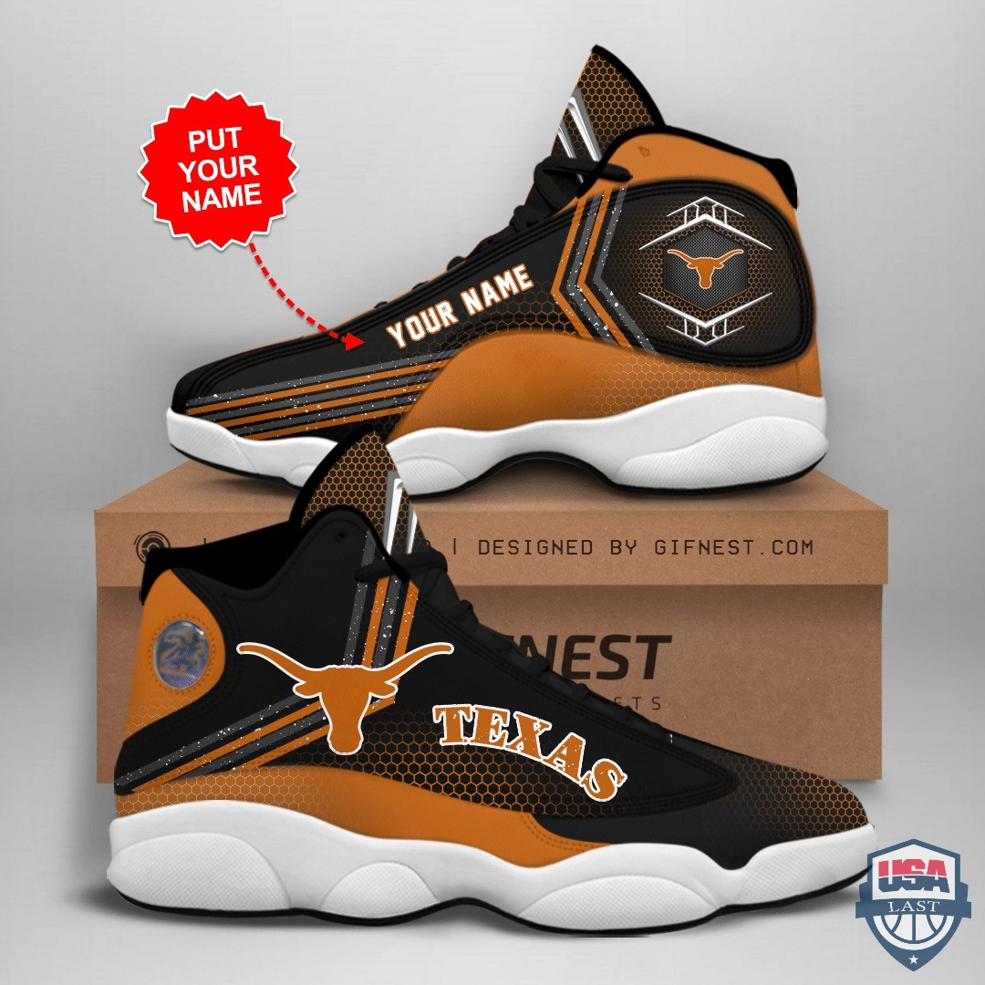 Texas Longhorns Air Jordan 13 Custom Name Personalized Shoes