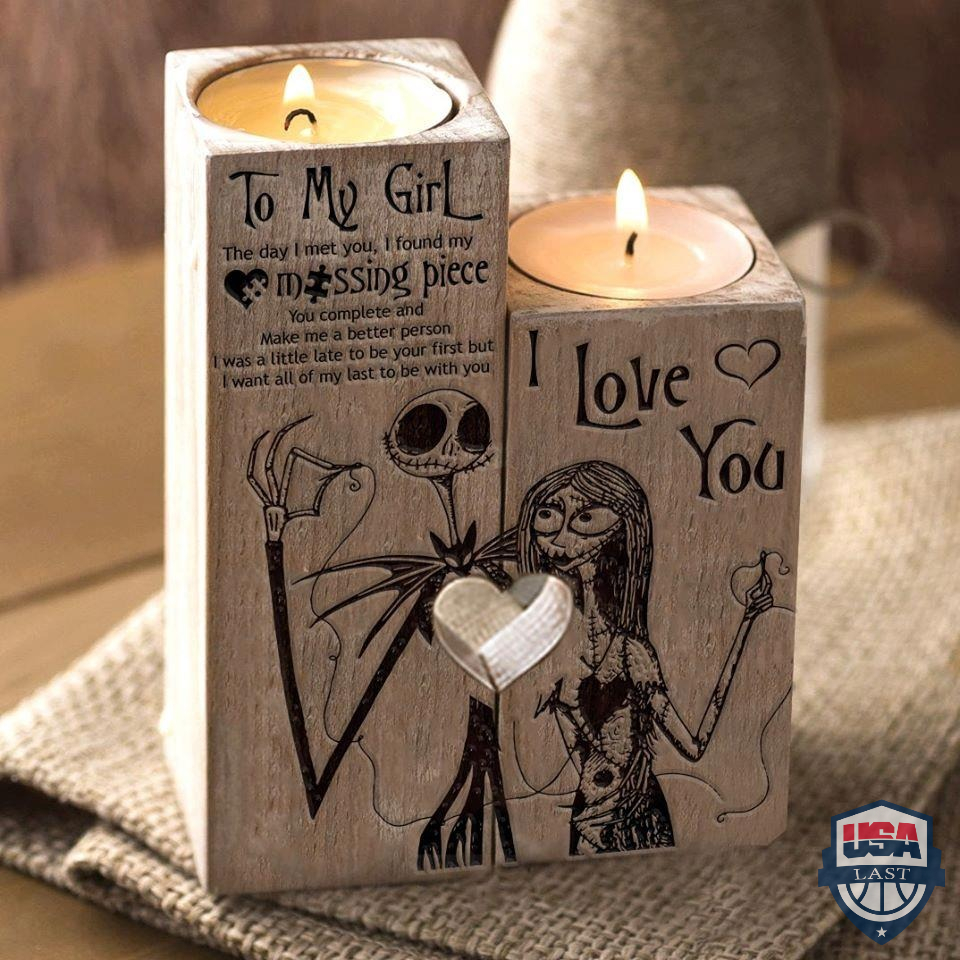 Jack Skellington And Sally To My Girl I Love You Candle Holder