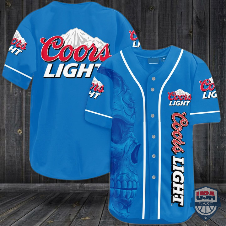 NEW Coors Light Skull Baseball Jersey Shirt