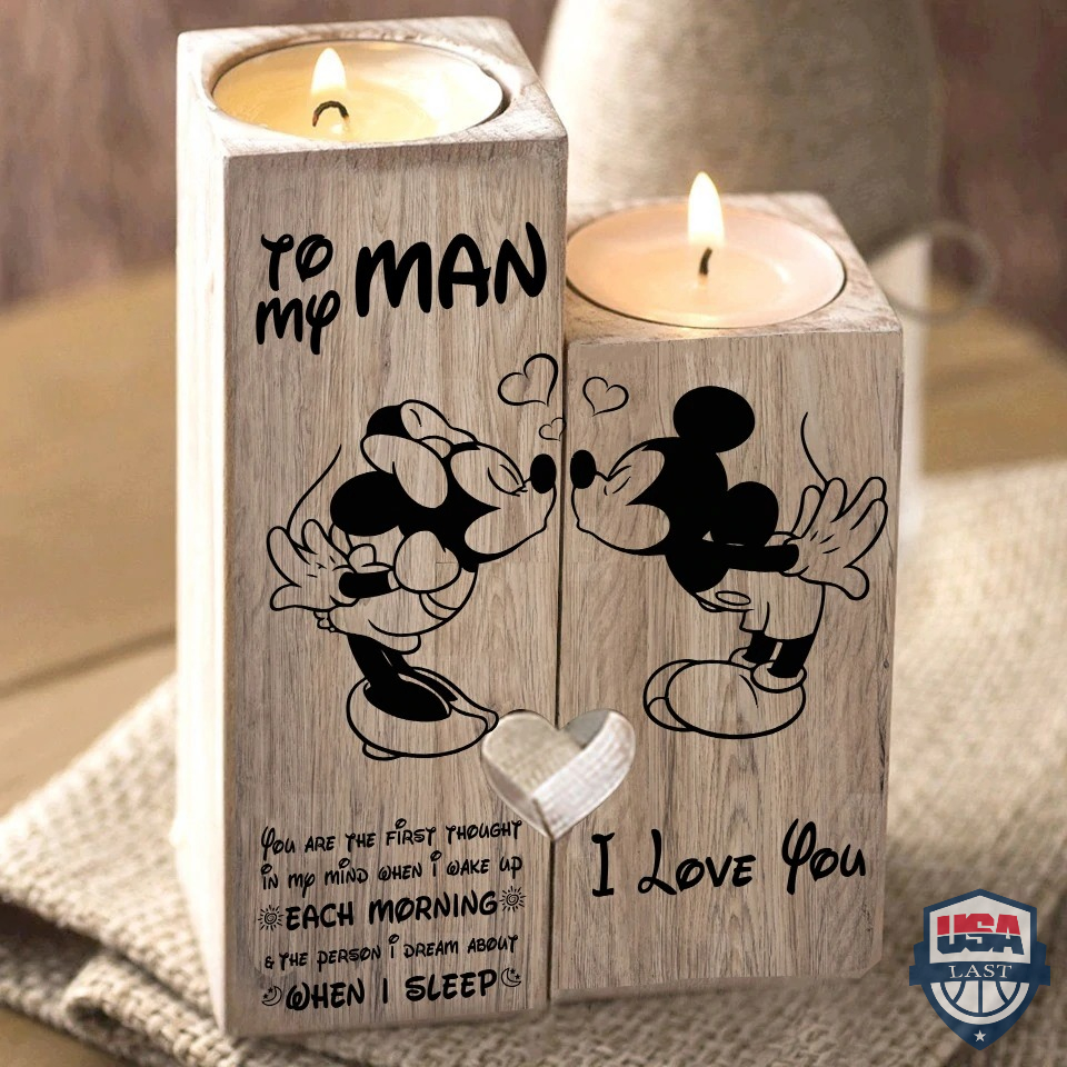 Mickey and Minnie To My Man I Love You Candle Holder