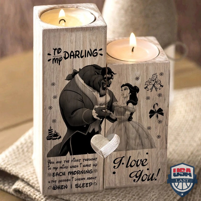 To My Darling New Beauty & The Beast Couple Candle Holder