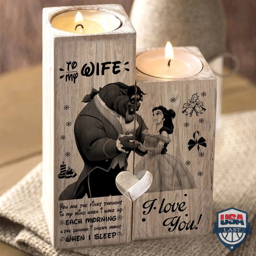 To My Wife Beauty And The Beast Candle Holder