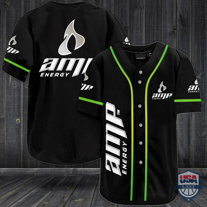 NEW AMP Energy Drink Baseball Jersey Shirt