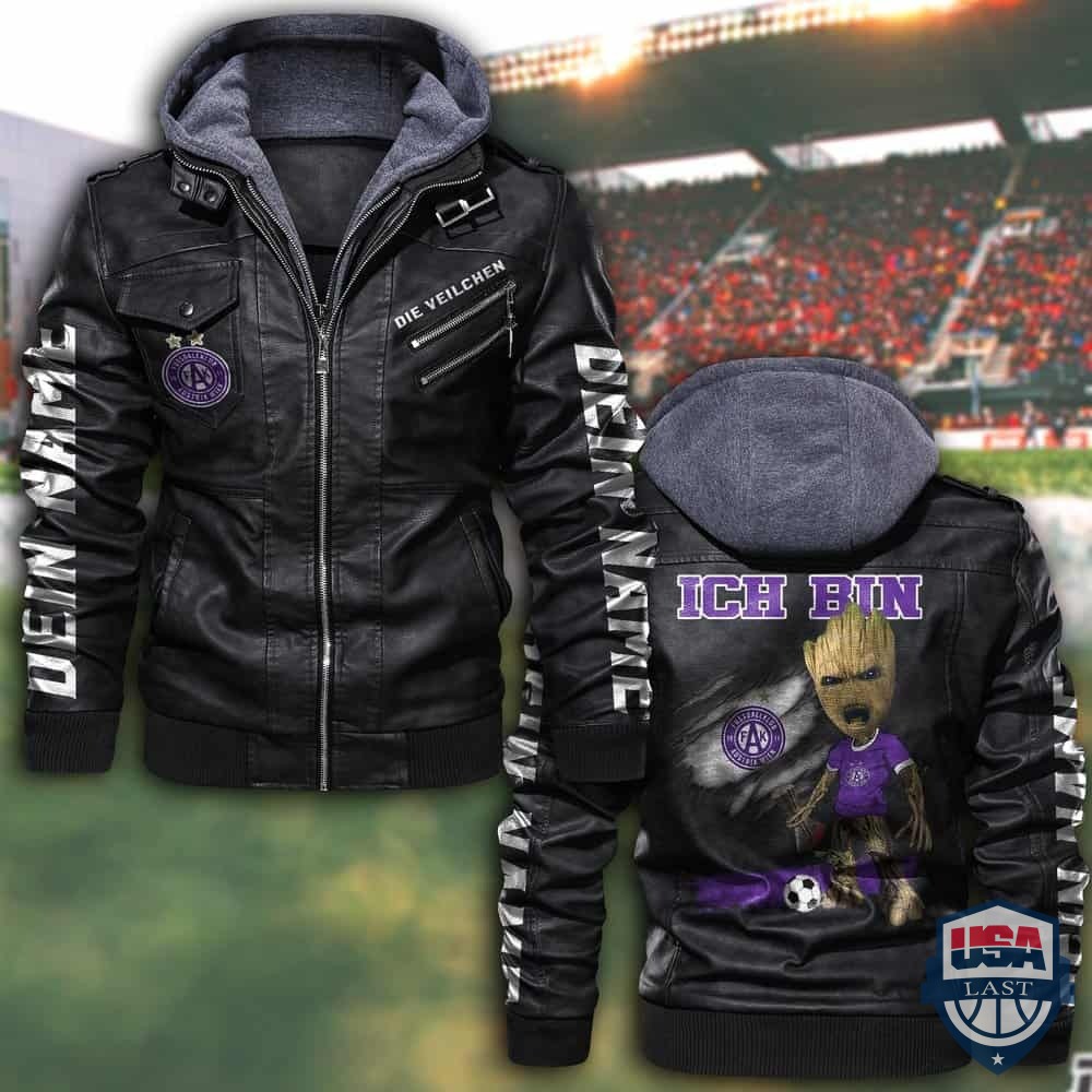 Personalisiert Austria Wien FC Lederjacke mit Kapuze