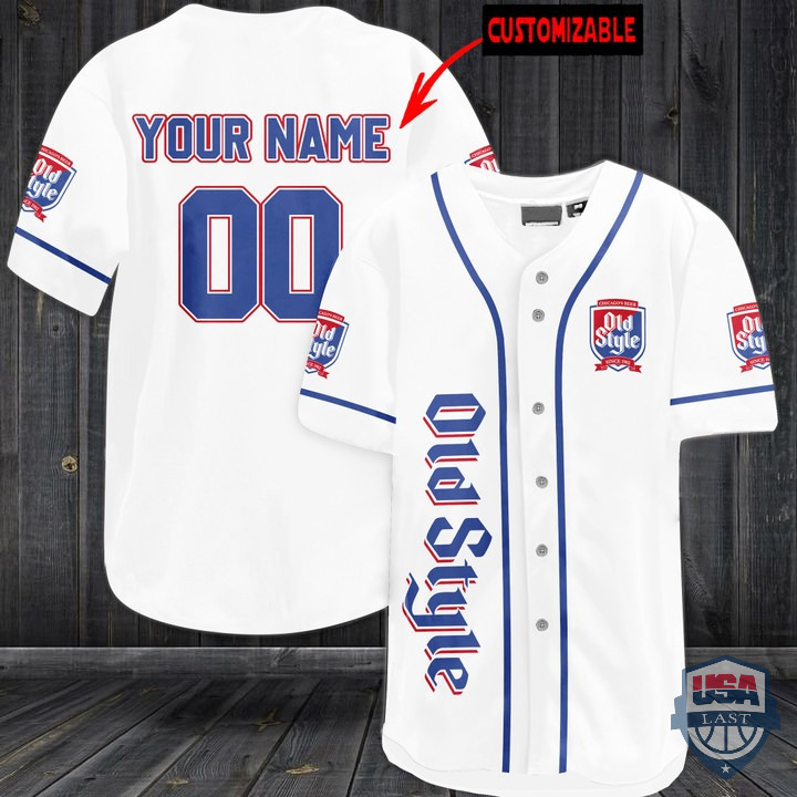 NEW Personalized Old Style Beer Baseball Jersey Shirt