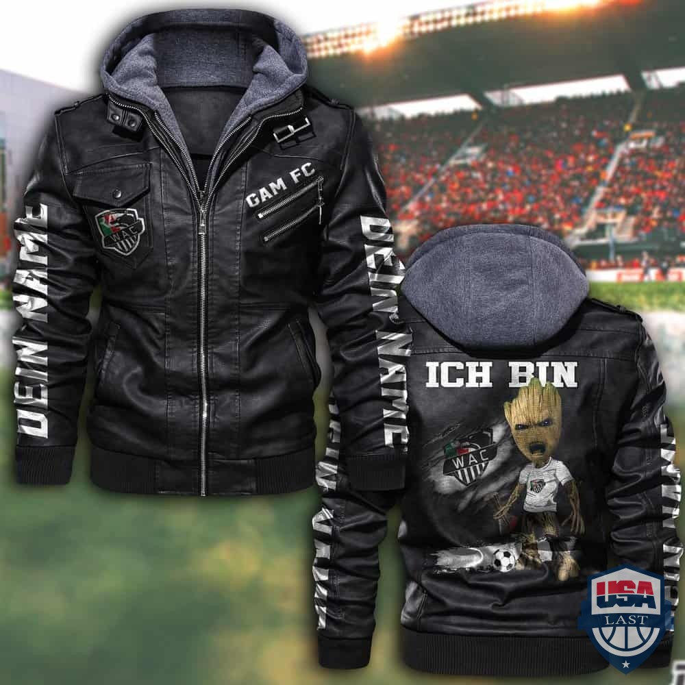 Personalisiert Wolfsberger AC FC Lederjacke mit Kapuze