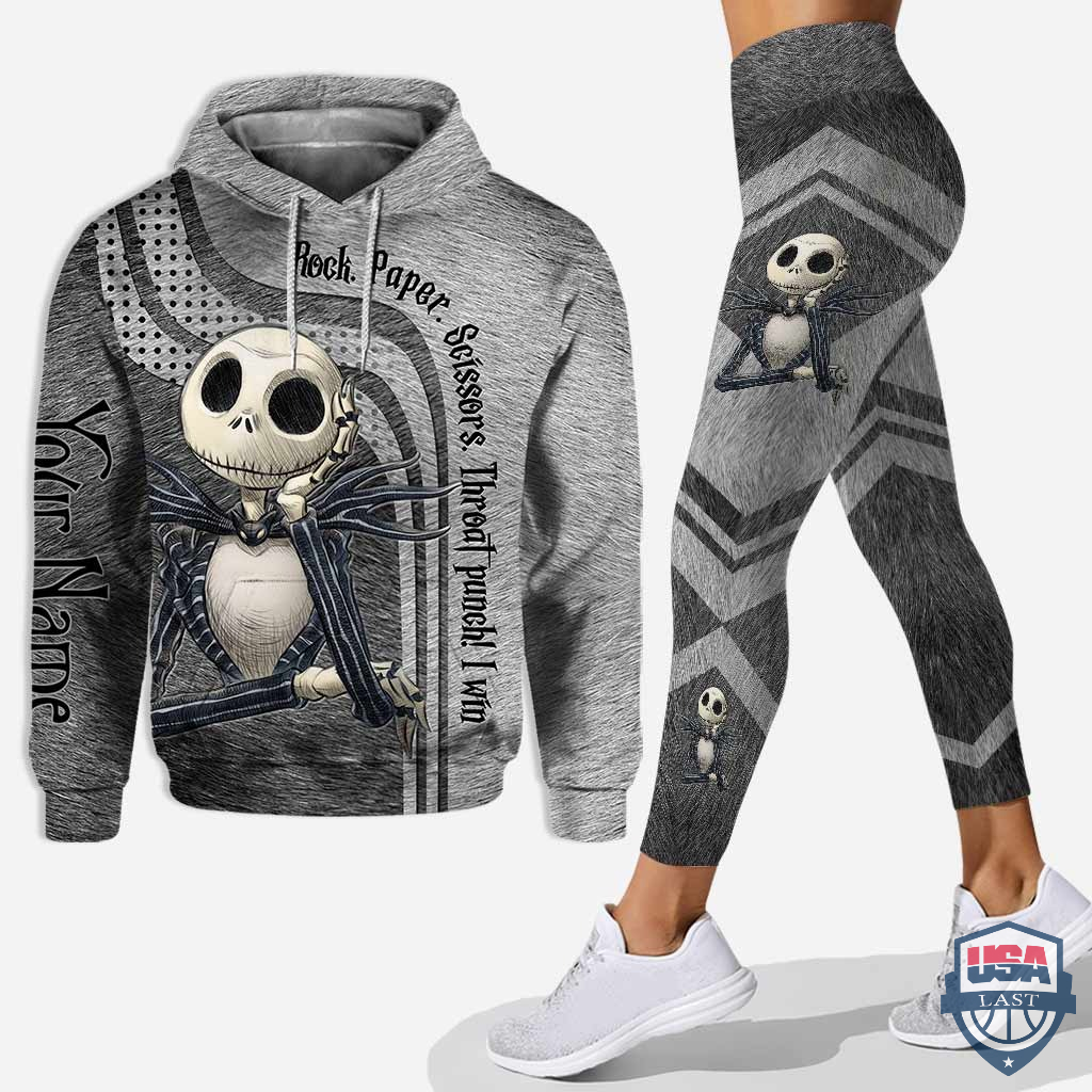 Jack Skellington Rock Paper Scissors Throat Punch I Win Personalized Hoodie And Legging