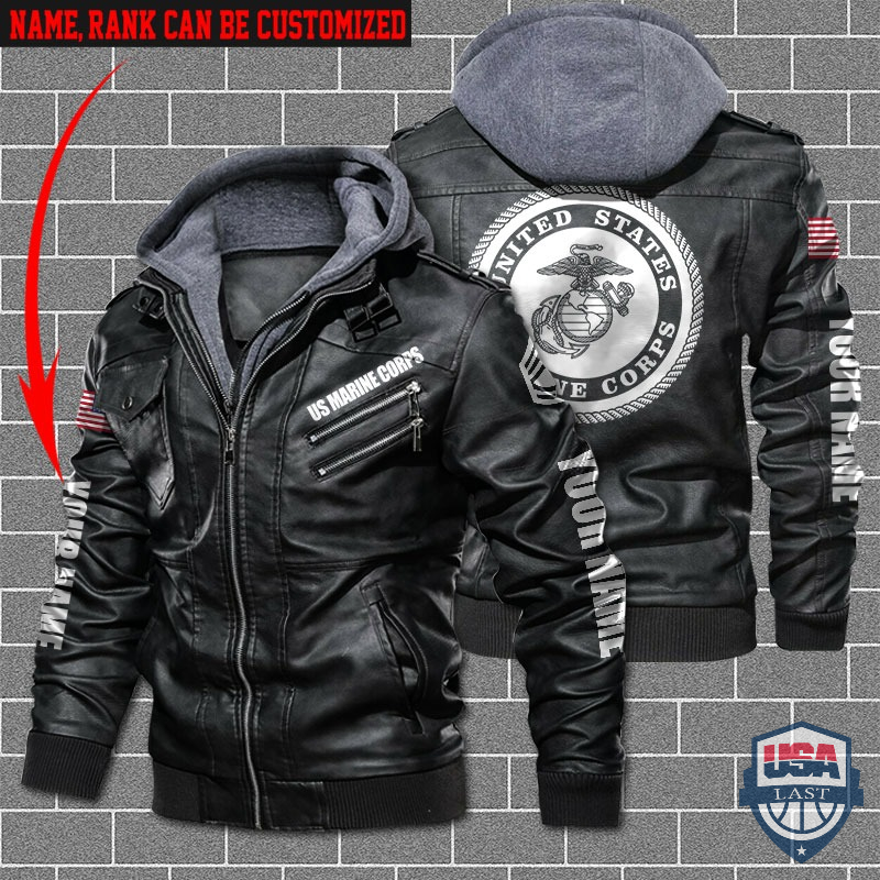 Personalized US Marine Corps Leather Jacket