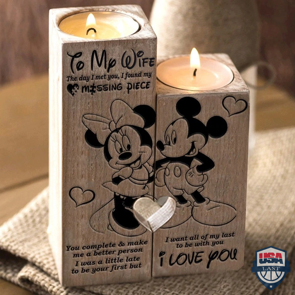 Mickey And Minnie Couple My Wife I Love You Candle Holder