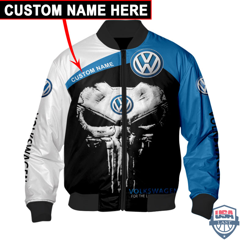 Amazing Volkswagen Punisher Skull Custom Name Bomber Jacket
