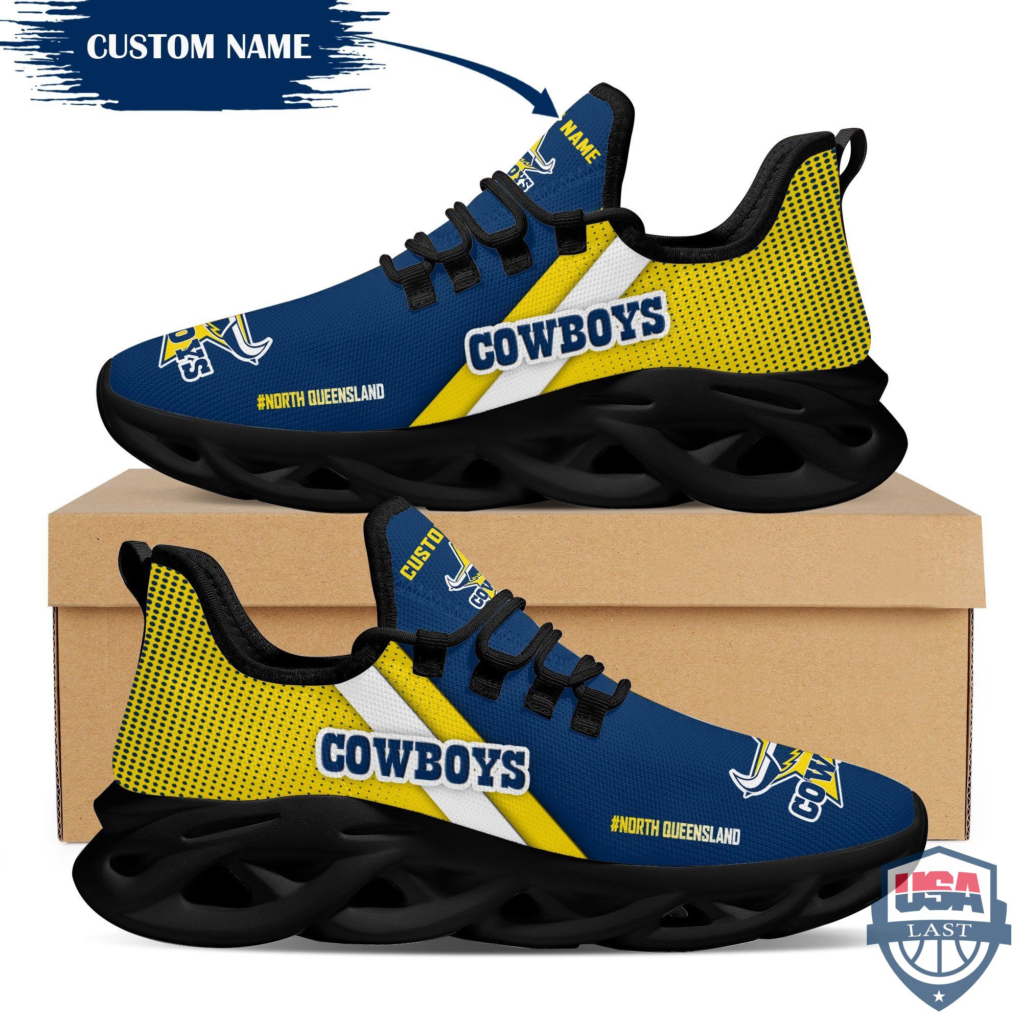 Personalized North Queensland Cowboys Max Soul Shoes