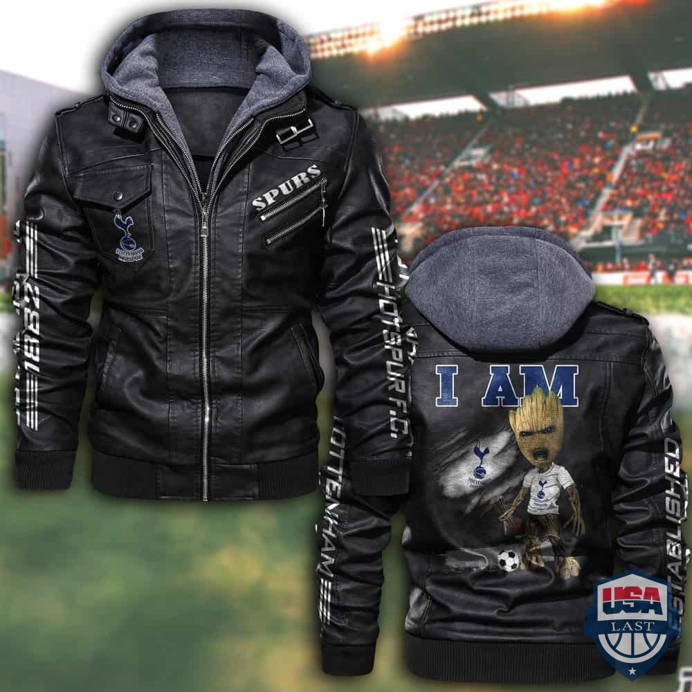 Tottenham Hotspur FC Baby Groot Hooded Leather Jacket