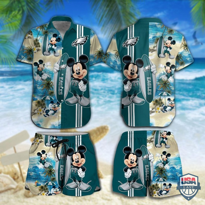 Philadelphia Eagles Mickey Mouse Hawaiian Shirt Beach Short