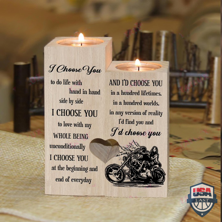 Motorbycles Couple I Choose You Candle Holder