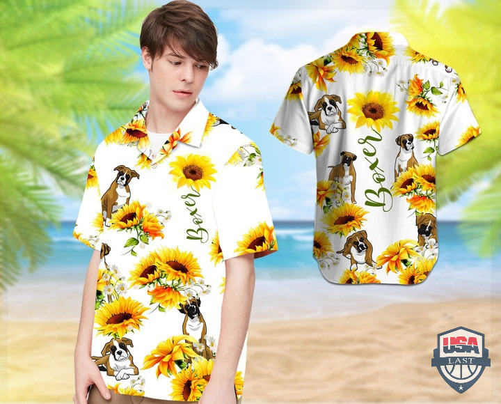Boxer And Sun Flower Hawaiian Shirt