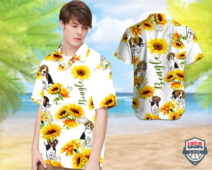 Beagle And Sun Flower Hawaiian Shirt